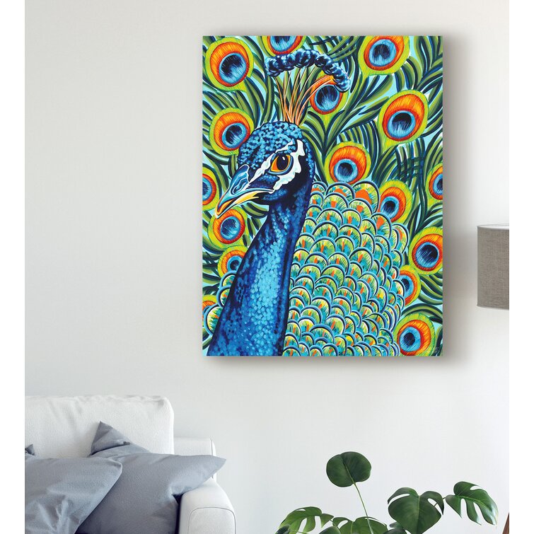 World Menagerie Plumed Peacock I Acrylic Painting Print on